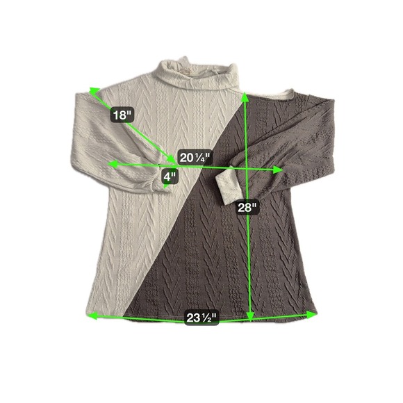 BiBi! Cold Shoulder Asymmetrical Knit Sweater XL Gray Two Tone Pullover - Picture 4 of 4